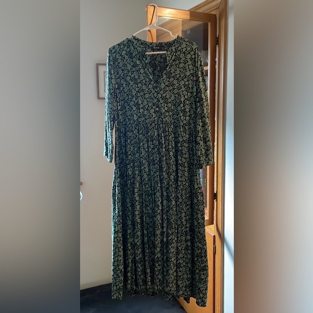 Madewell 3/4 Sleeve Tiered Midi Dress